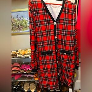 Red Plaid Dress NEW Medium